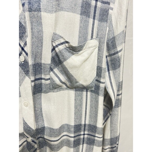 Rails Womens M Blue Checkered‎ Soft Long Sleeve Rayon Button Up Top - Picture 10 of 13